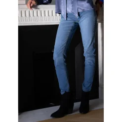 Jean étroit coupe 5 poches femme - Denim Bleu