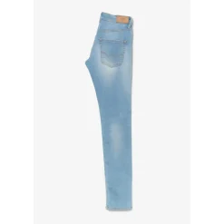 Jeans power skinny fille taille haute, longueur 34 bleu clair