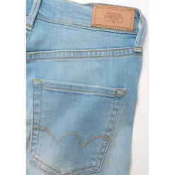 Jeans power skinny fille taille haute, longueur 34 bleu clair