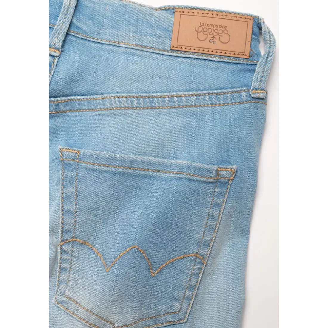 Jeans power skinny fille taille haute, longueur 34 bleu clair