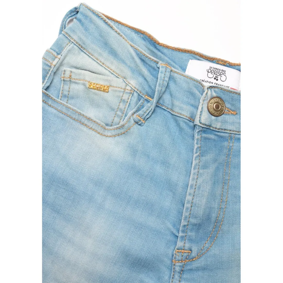 Jeans power skinny fille taille haute, longueur 34 bleu clair
