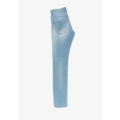 Jeans power skinny fille taille haute, longueur 34 bleu clair