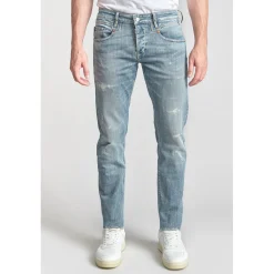 Jeans ajusté stretch 700/11, longueur 34 bleu en coton Tony