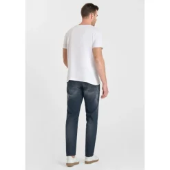 Jeans ajusté stretch 700/11, longueur 34 bleu en coton Finn