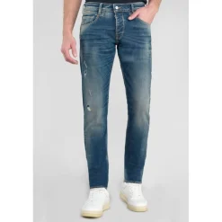 Jeans ajusté stretch 700/11, longueur 34 bleu Lance en coton