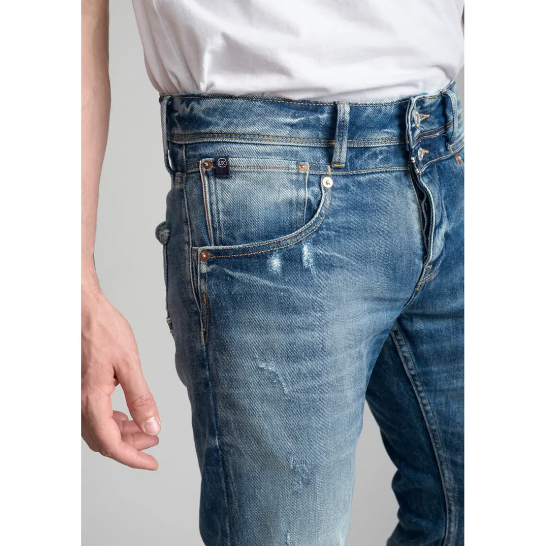 Jeans ajusté stretch Beny 700/11, longueur 34 bleu en coton
