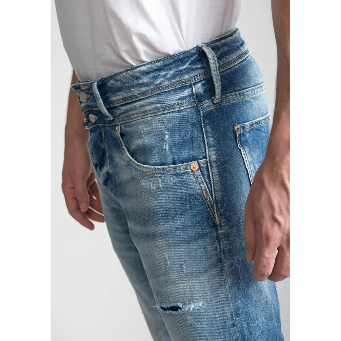 Jeans ajusté stretch Beny 700/11, longueur 34 bleu en coton