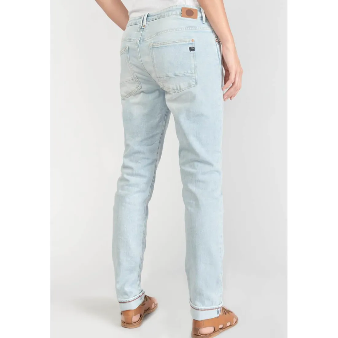 Jeans boyfit 200/43, 7/8ème bleu en coton Pia