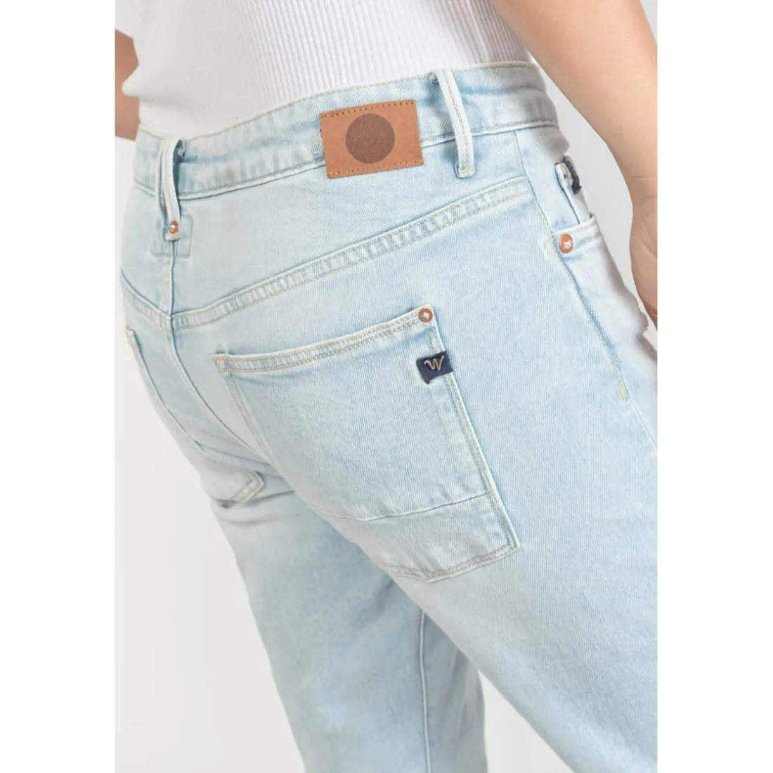 Jeans boyfit 200/43, 7/8ème bleu en coton Pia