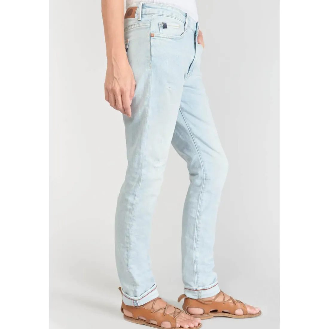 Jeans boyfit 200/43, 7/8ème bleu en coton Pia