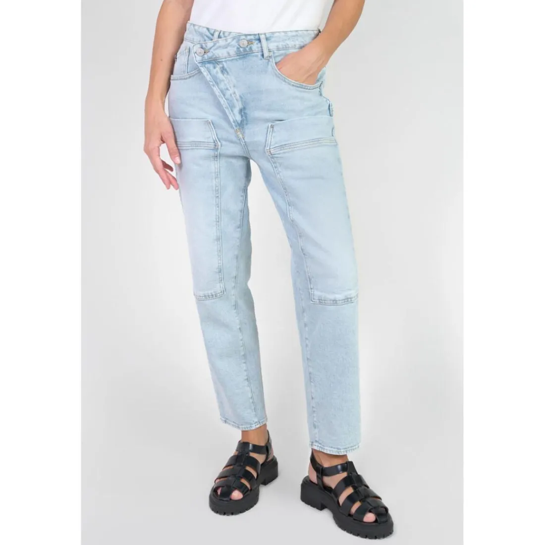 Jeans boyfit cosy, 7/8ème bleu Léa