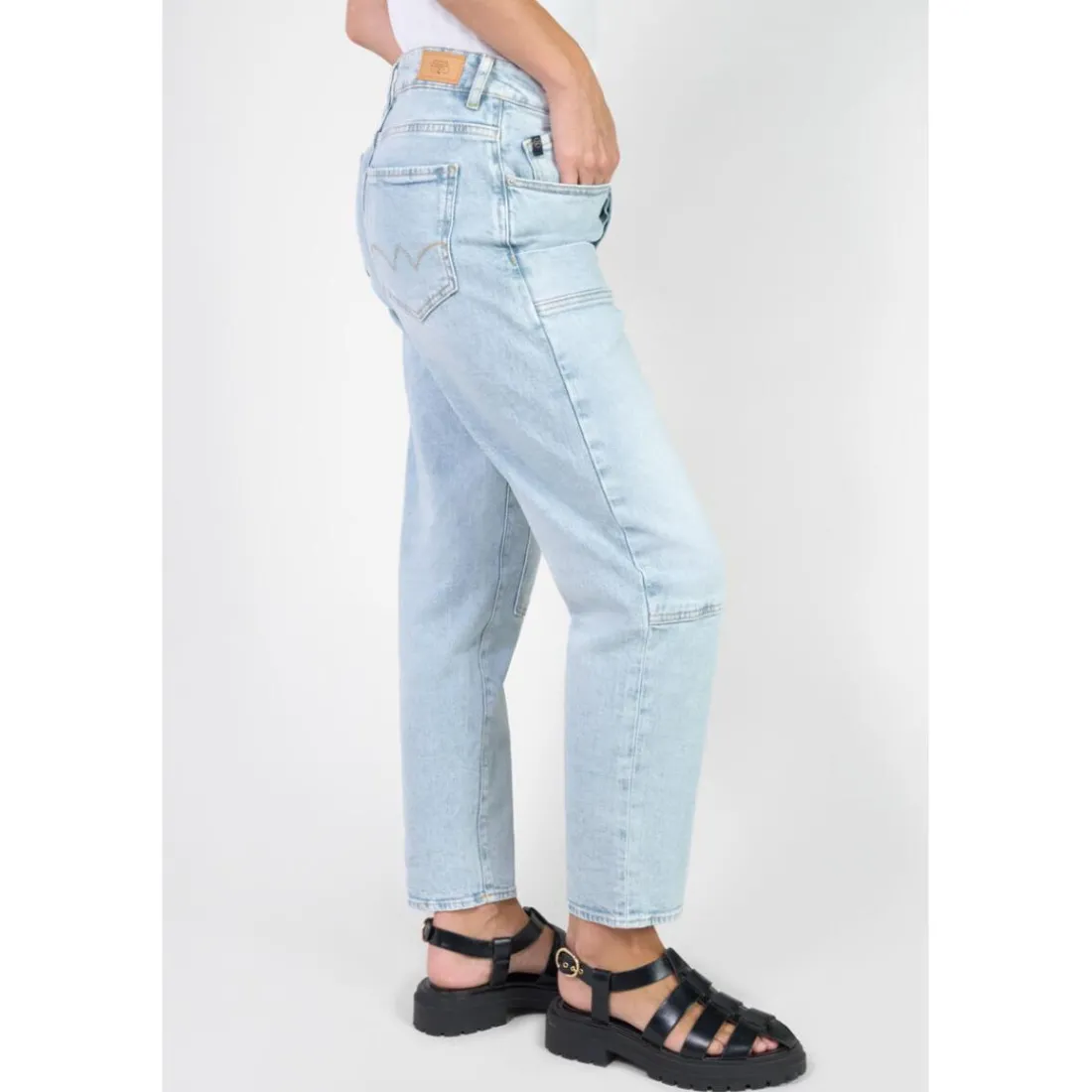Jeans boyfit cosy, 7/8ème bleu Léa
