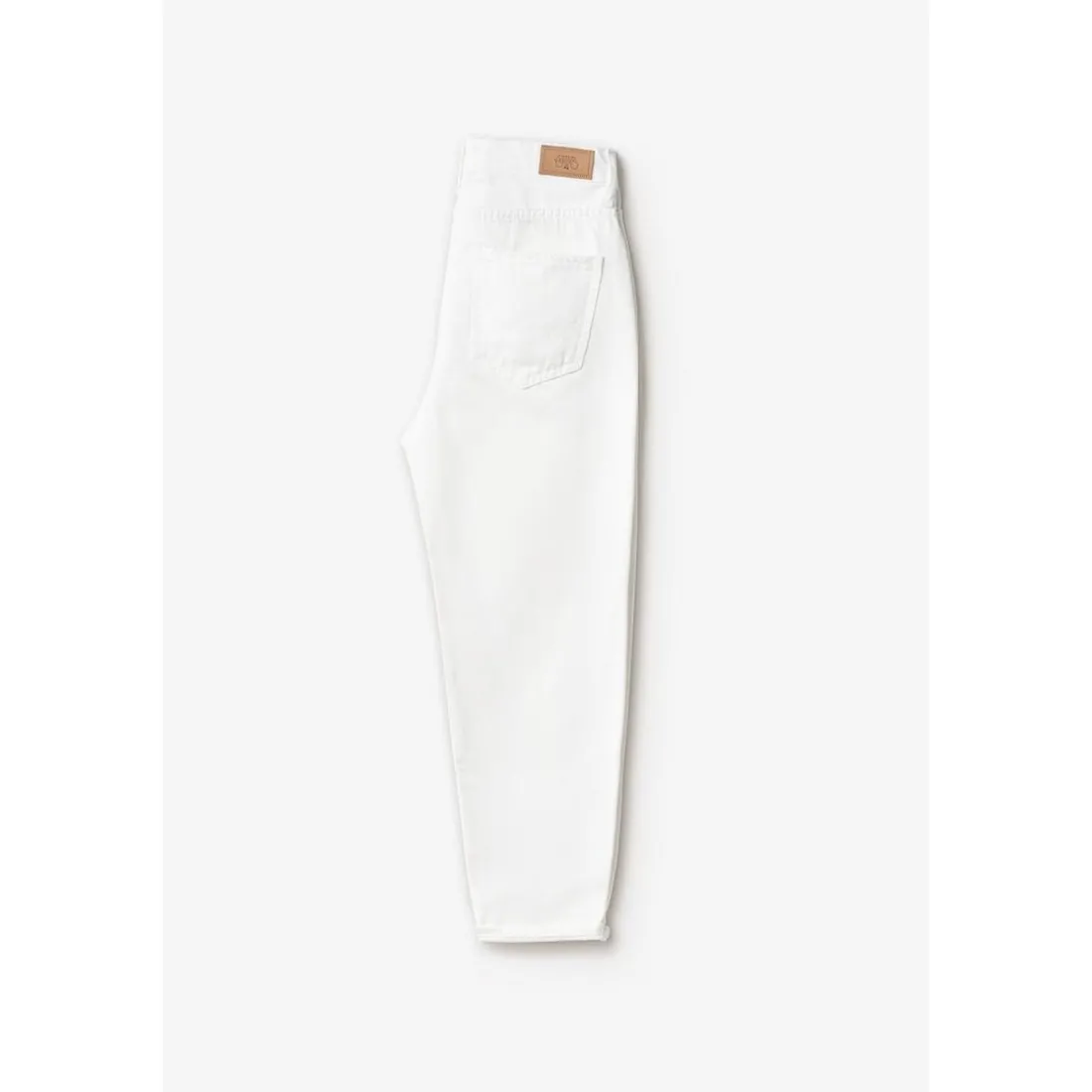 Jeans fille, boyfit COSA, 7/8ème blanc en coton