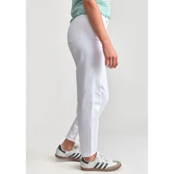 Jeans fille, boyfit LOU THIL, 7/8ème blanc Quin en coton