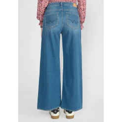 Jeans fille, flare, très évasé, longueur 34 bleu Iris en coton