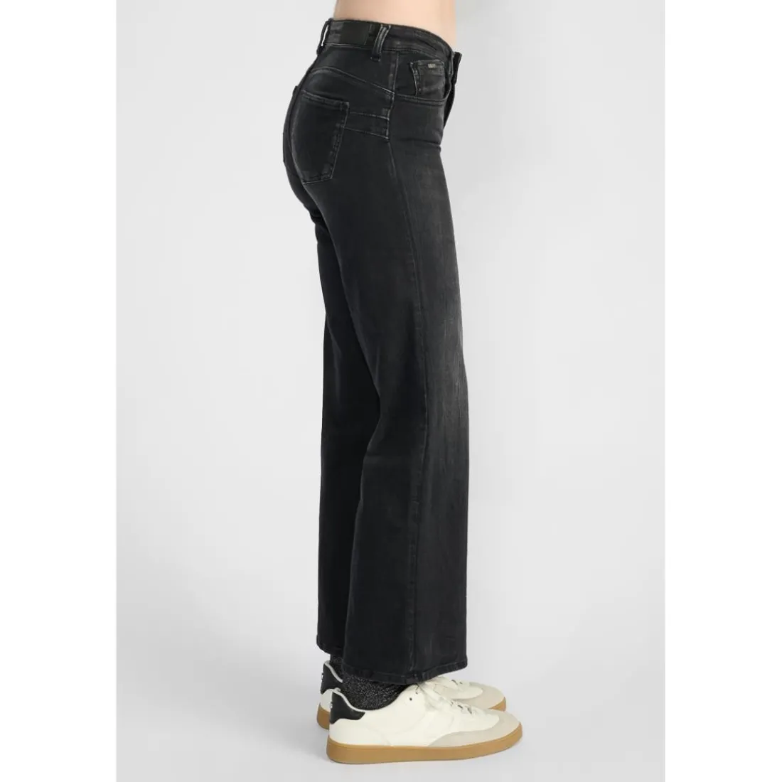 Jeans fille, flare, très évasé, longueur 34 noir en coton Demi