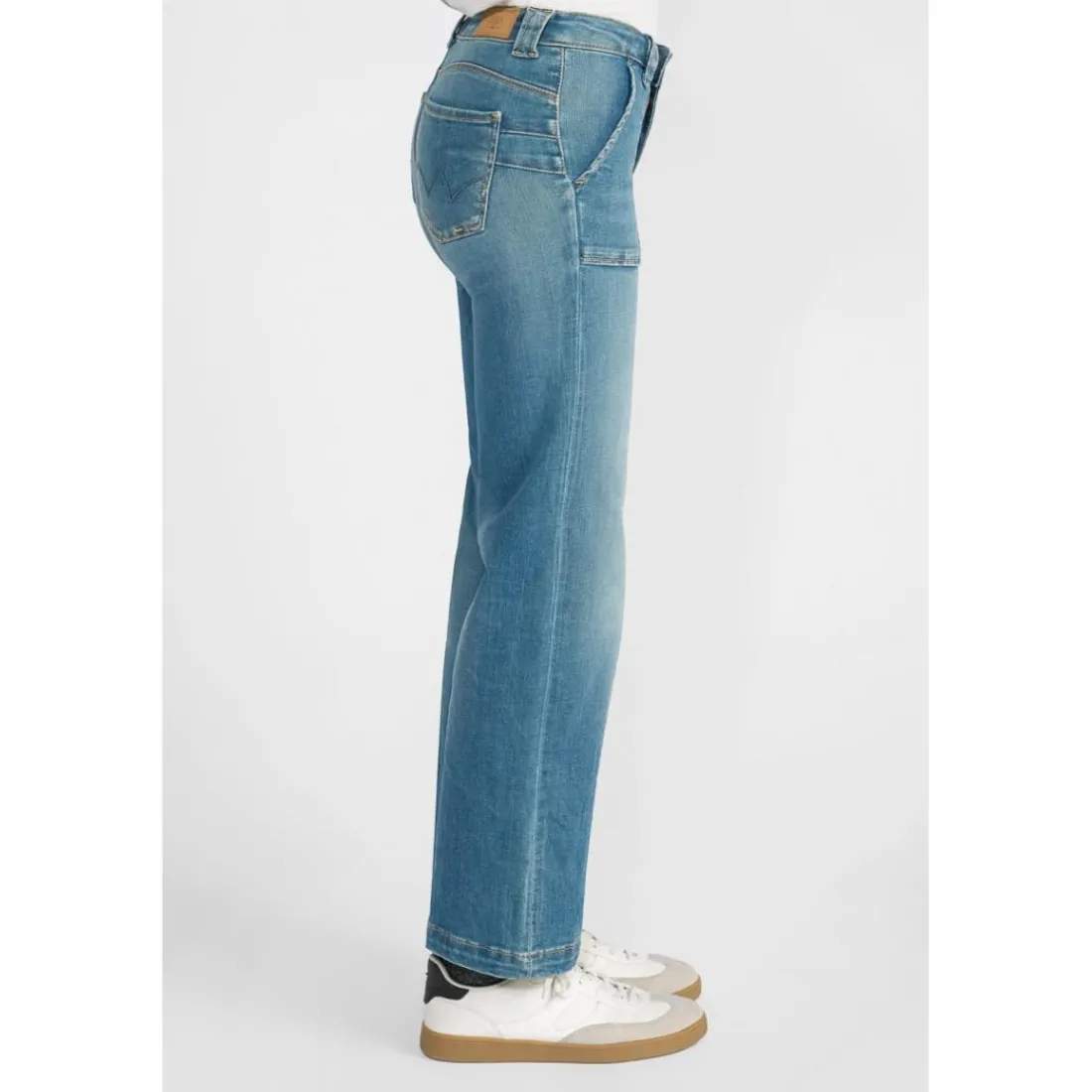 Jeans fille, flare, très évasé, longueur 34 bleu Nina en coton