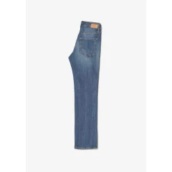 Jeans fille, mom 400/14, 7/8ème bleu en coton Ula