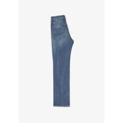 Jeans fille, mom 400/14, 7/8ème bleu en coton Ula