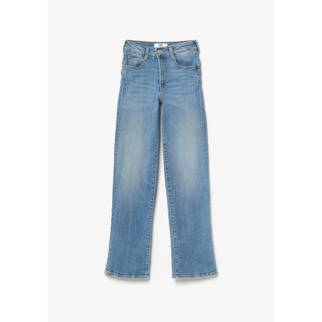 Jeans fille, regular, droit pulp slim taille haute n°4, longueur 34 bleu en coton
