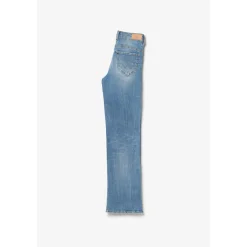 Jeans fille, regular, droit pulp slim taille haute n°4, longueur 34 bleu en coton