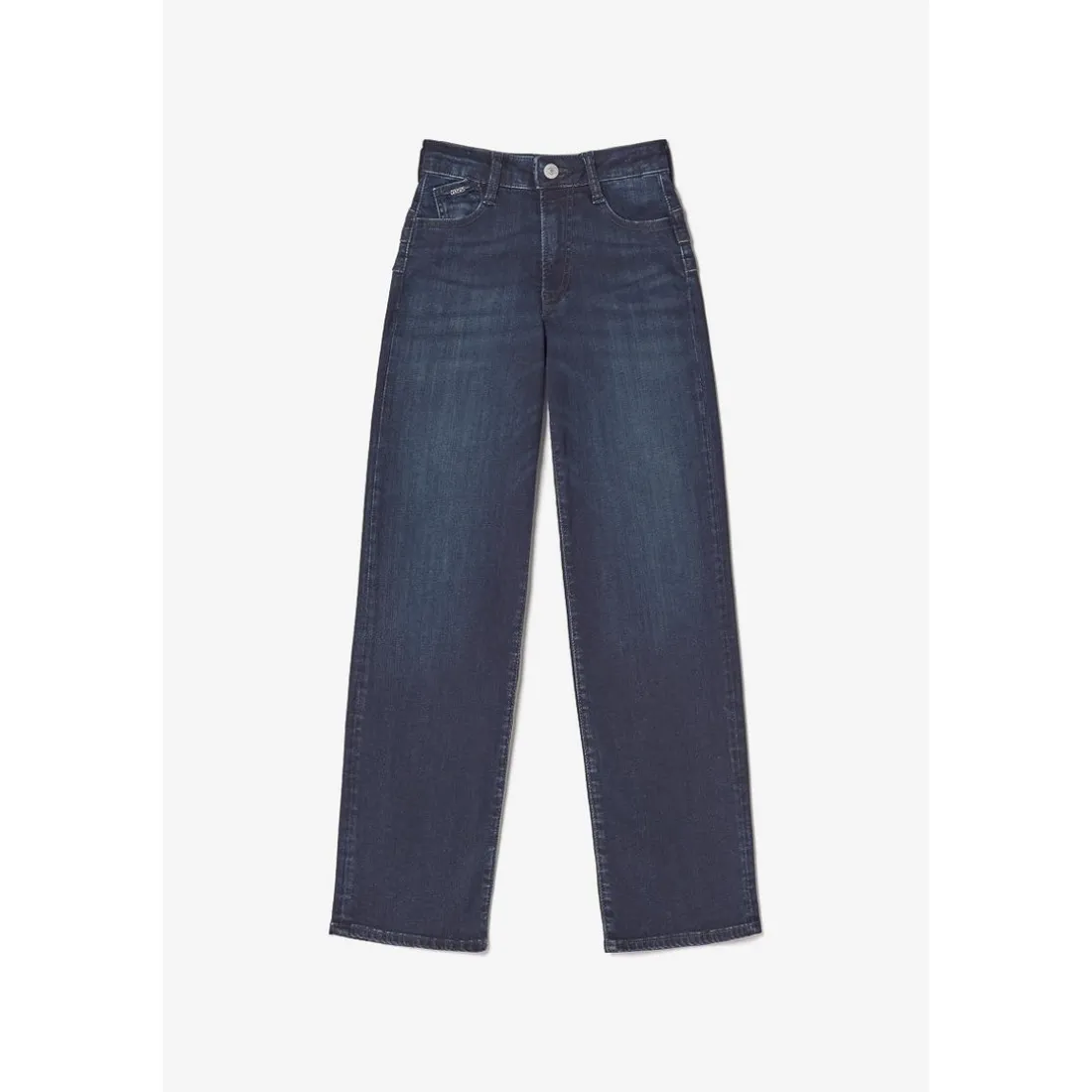 Jeans fille, regular, droit PULPHI22, longueur 34 bleu en coton