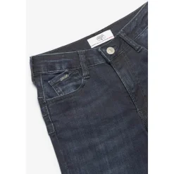 Jeans fille, regular, droit PULPHI22, longueur 34 bleu en coton