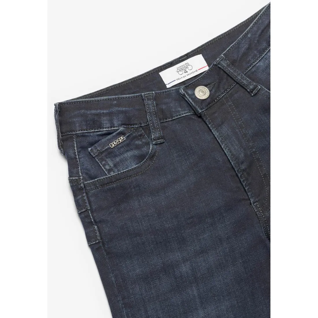 Jeans fille, regular, droit PULPHI22, longueur 34 bleu en coton