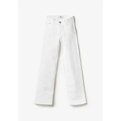 Jeans fille, regular, droit pulp slim taille haute, longueur 34 blanc en coton