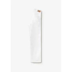 Jeans fille, regular, droit pulp slim taille haute, longueur 34 blanc en coton