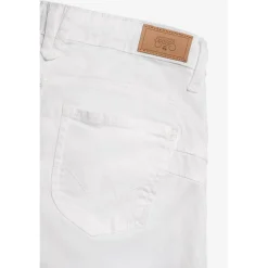 Jeans fille, regular, droit pulp slim taille haute, longueur 34 blanc en coton