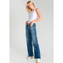 Jeans flare Lauryn très évasé, longueur 34 bleu en coton