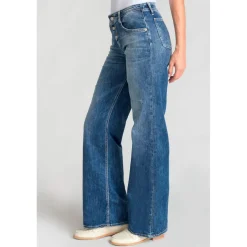 Jeans flare Lauryn très évasé, longueur 34 bleu en coton