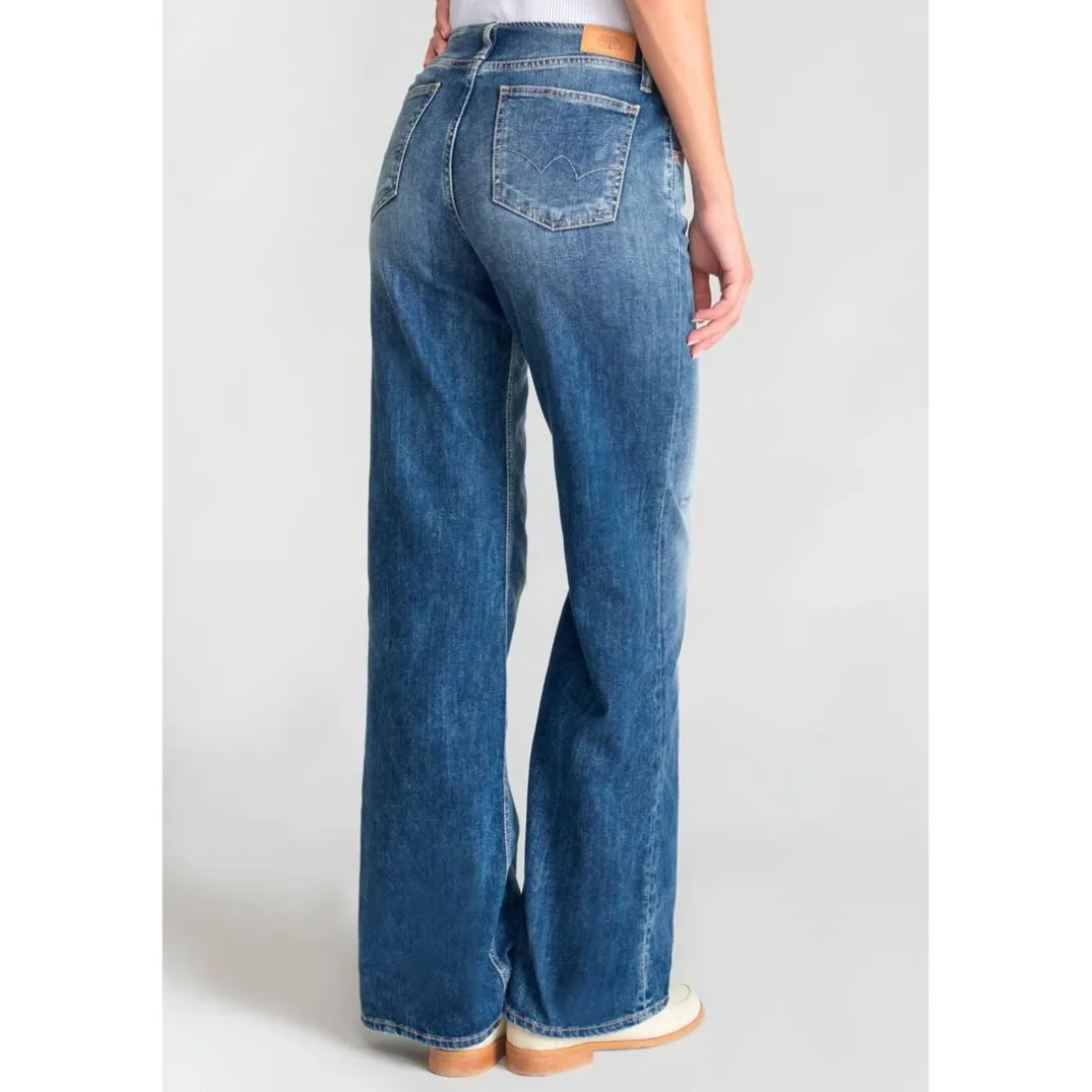 Jeans flare Lauryn très évasé, longueur 34 bleu en coton