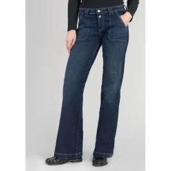 Jeans flare, très évasé , longueur 34 bleu en coton Nea