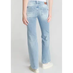 Jeans flare, très évasé , longueur 34 bleu en coton Ora