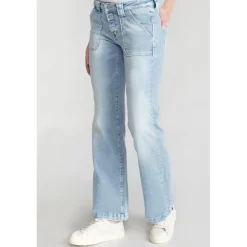 Jeans flare, très évasé , longueur 34 bleu en coton Ora