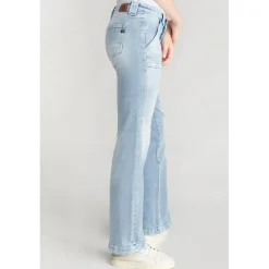 Jeans flare, très évasé , longueur 34 bleu en coton Ora
