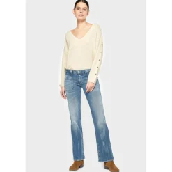 Jeans flare, très évasé , longueur 34 bleu en coton Ivy