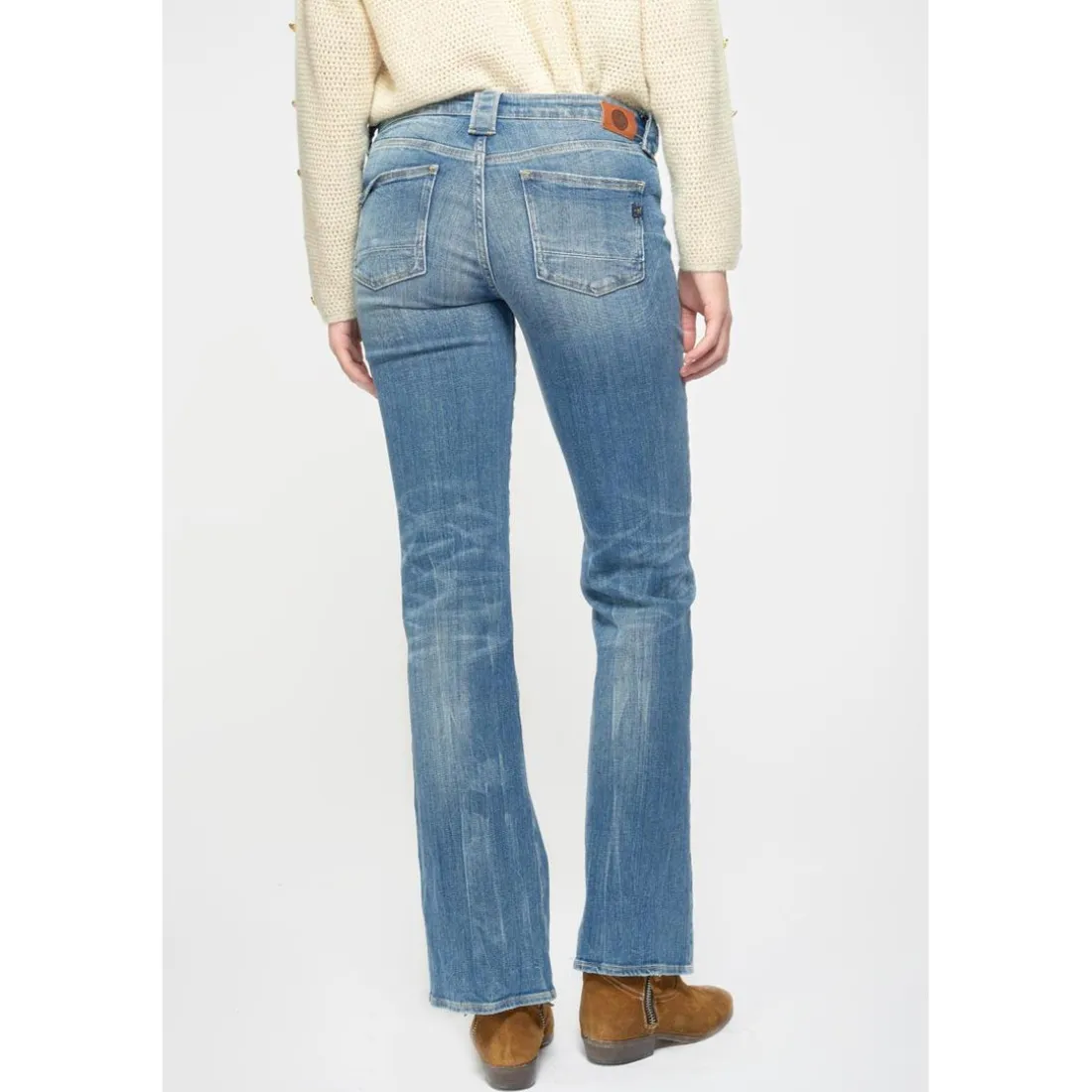 Jeans flare, très évasé , longueur 34 bleu en coton Ivy