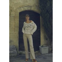 Jeans flare, très évasé , longueur 34 blanc en coton Mae