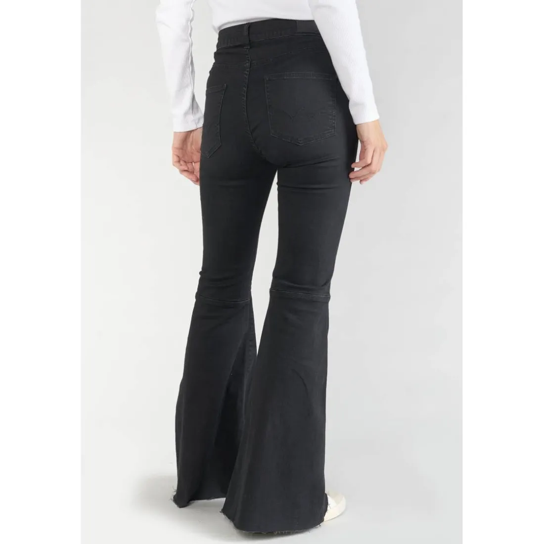 Jeans flare, très évasé ALBERTA, longueur 34 noir en coton