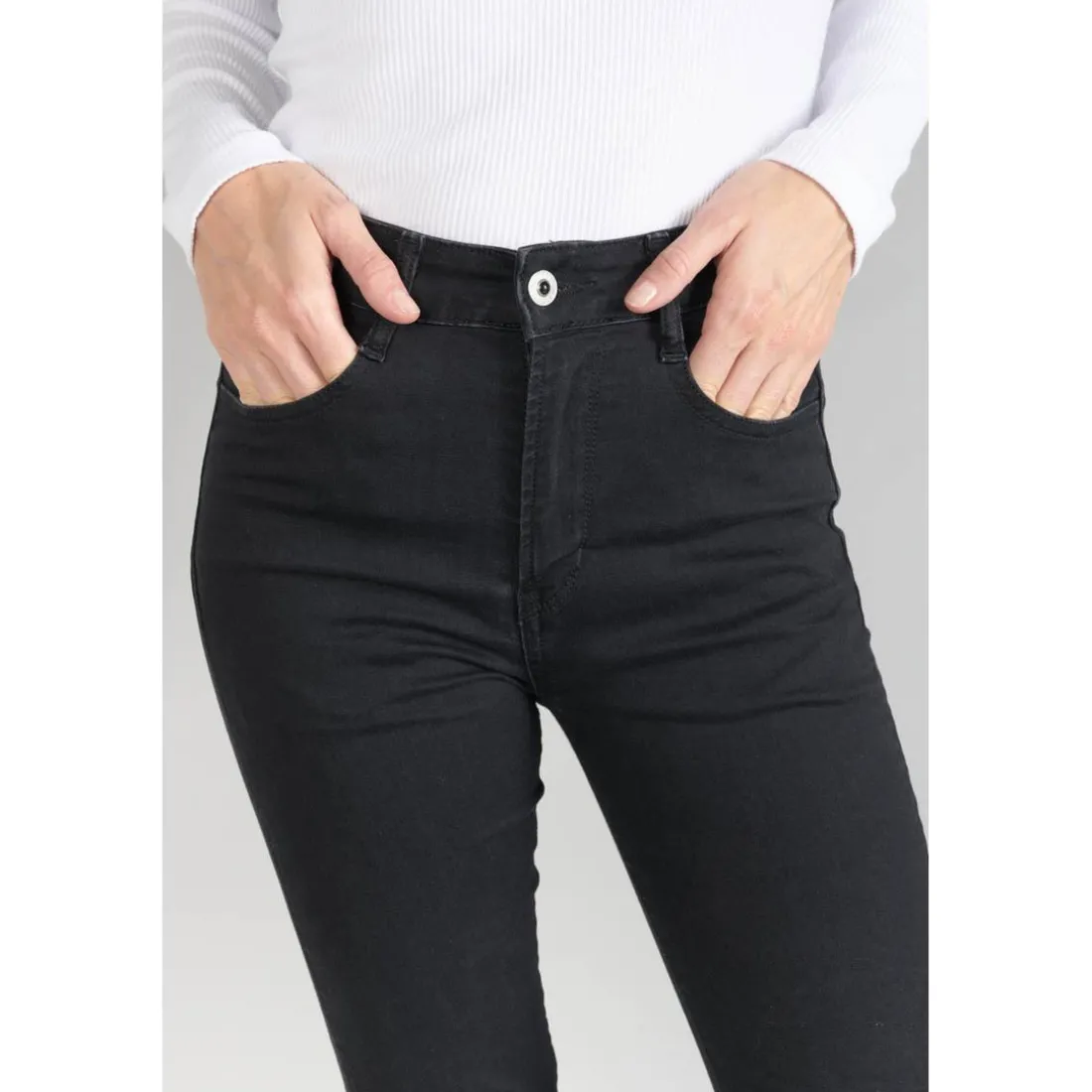 Jeans flare, très évasé ALBERTA, longueur 34 noir en coton