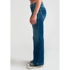 Jeans flare, très évasé, longueur 34 bleu en coton Gwen
