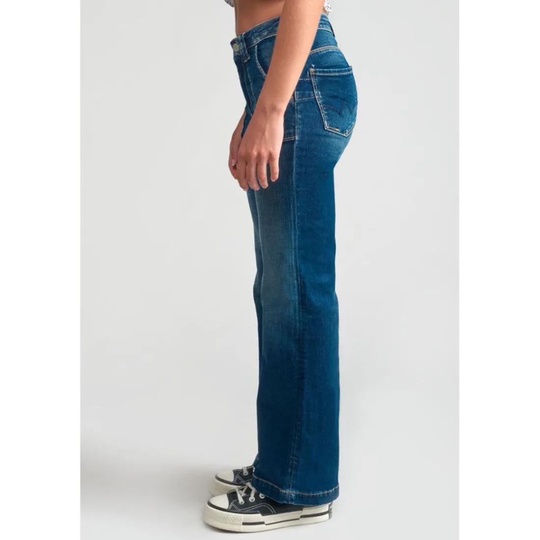 Jeans flare, très évasé, longueur 34 bleu en coton Gwen