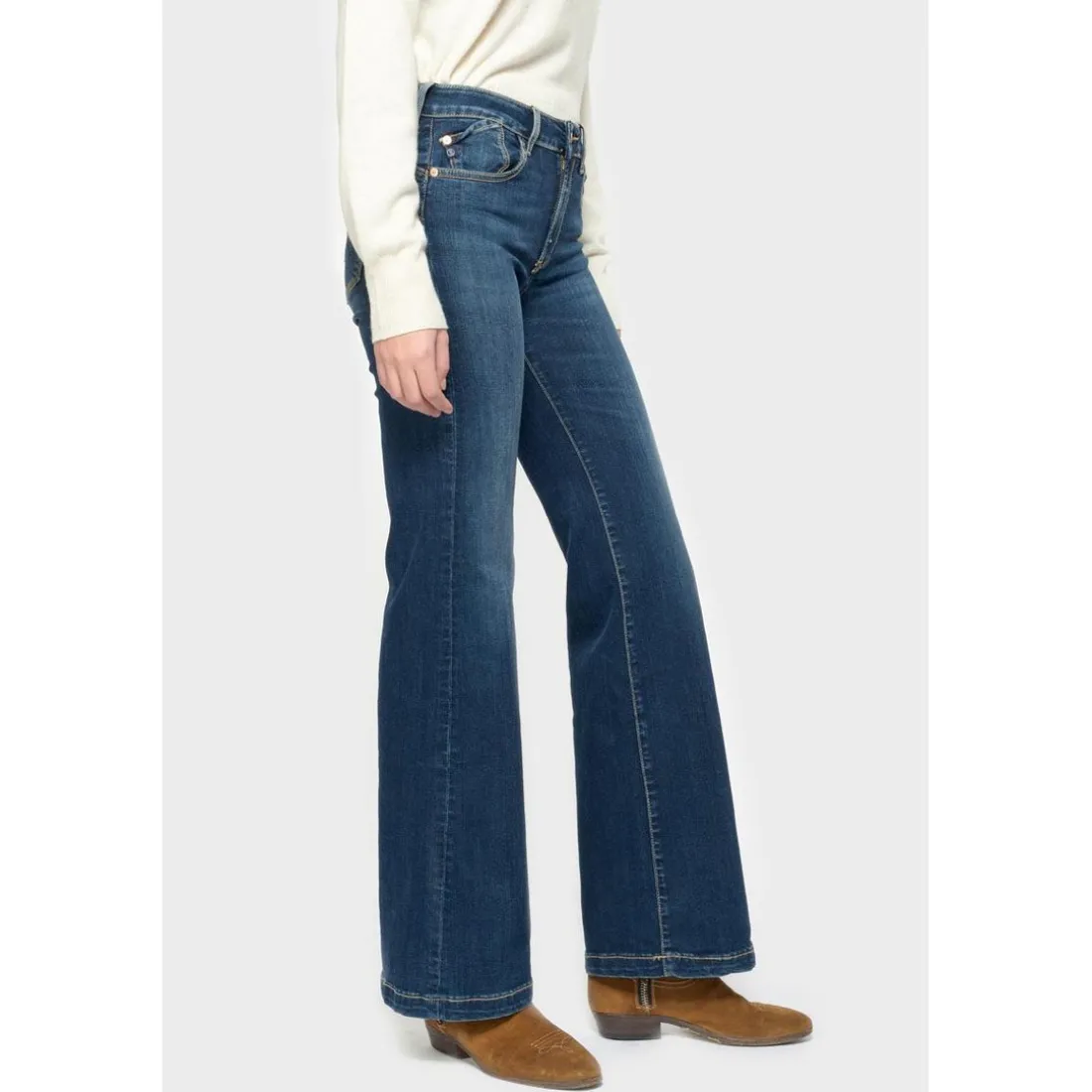 Jeans flare, très évasé PULP high flare, longueur 34 bleu en coton Élise