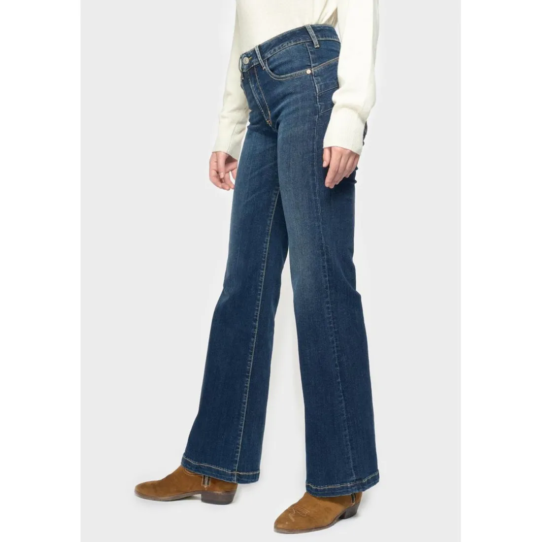 Jeans flare, très évasé PULP high flare, longueur 34 bleu en coton Élise