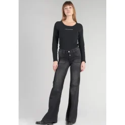 Jeans flare, très évasé PULP high flare, longueur 34 noir en coton Elise
