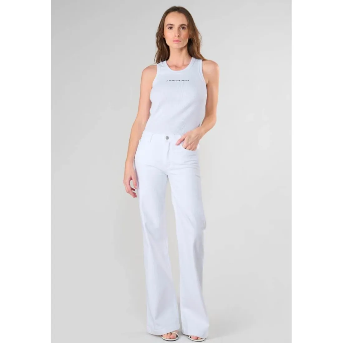 Jeans flare, très évasé PULP high flare, longueur 34 blanc en coton