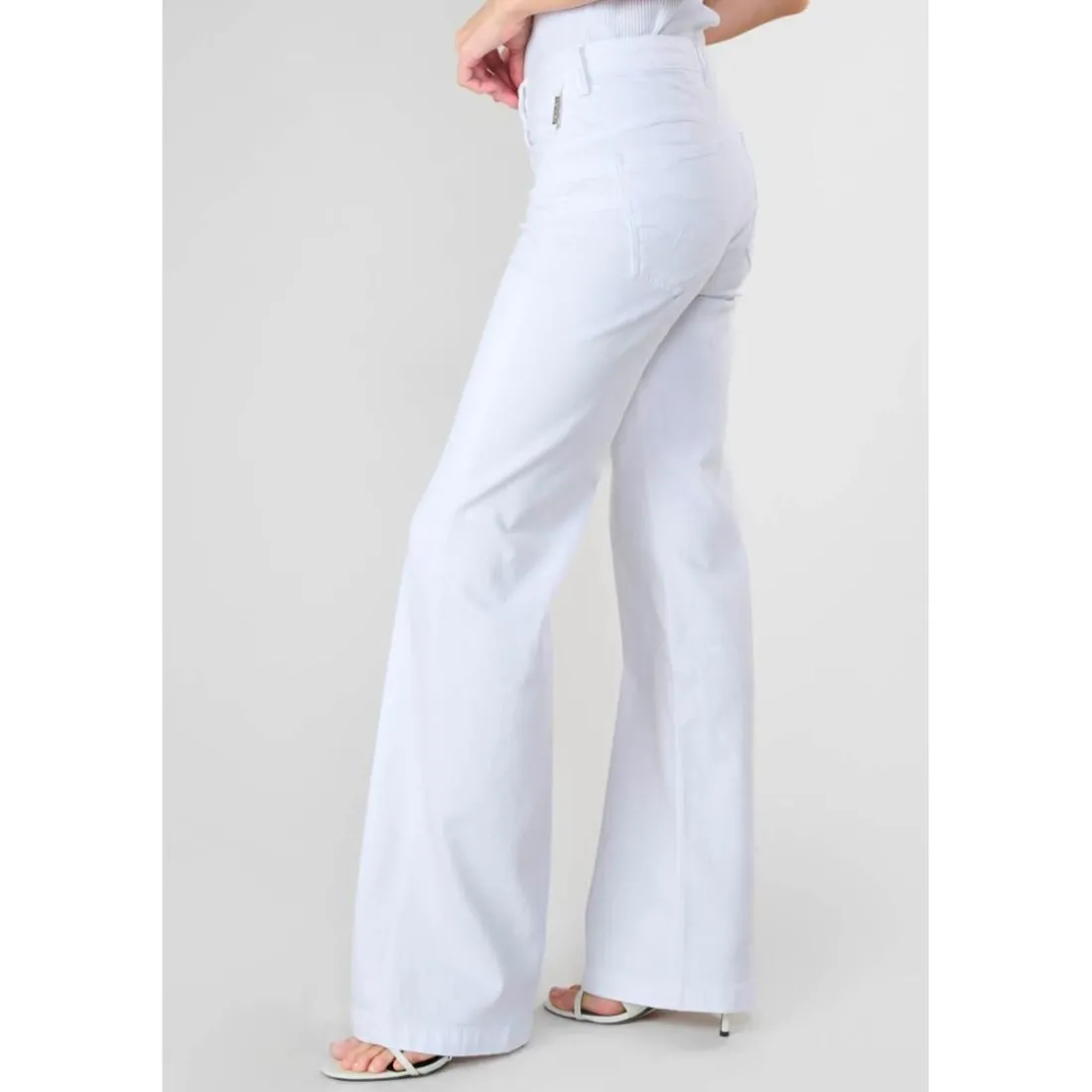 Jeans flare, très évasé PULP high flare, longueur 34 blanc en coton